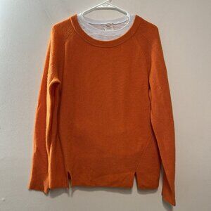 Cinq a Sept Orange Cashmere White T-Shirt Layered Knit Sweater Size XS